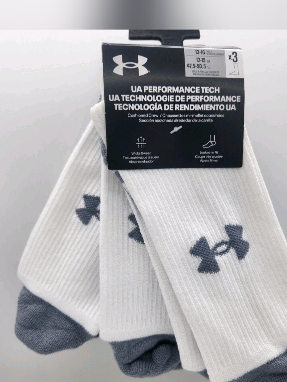 3 Pair Under Armour Tech Crew Socks